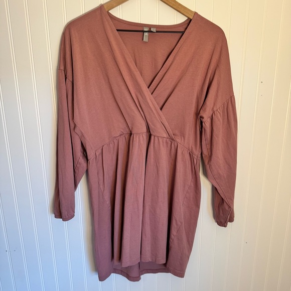 ASOS Women’s Pink V Neck Long Sleeve Dress 100% Cotton Size 4 - Picture 1 of 11